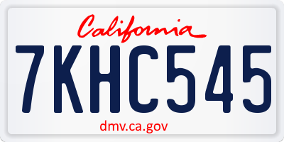 CA license plate 7KHC545