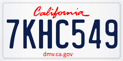 CA license plate 7KHC549