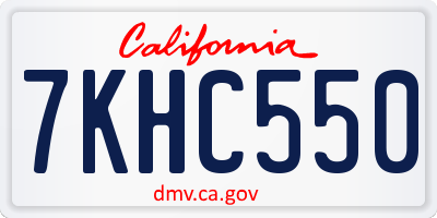 CA license plate 7KHC550