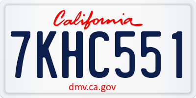 CA license plate 7KHC551