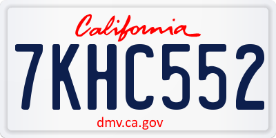 CA license plate 7KHC552