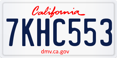CA license plate 7KHC553