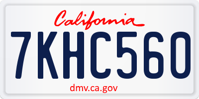 CA license plate 7KHC560