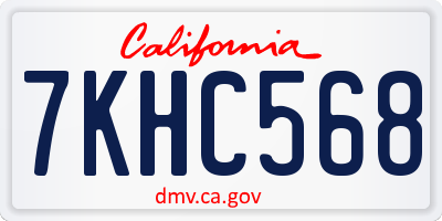 CA license plate 7KHC568