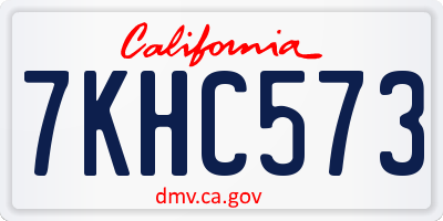 CA license plate 7KHC573