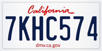 CA license plate 7KHC574