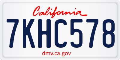 CA license plate 7KHC578