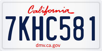 CA license plate 7KHC581