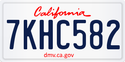 CA license plate 7KHC582