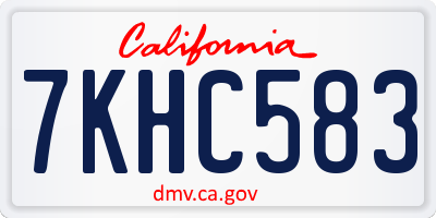 CA license plate 7KHC583