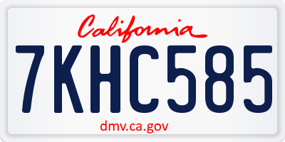 CA license plate 7KHC585