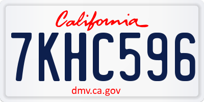 CA license plate 7KHC596