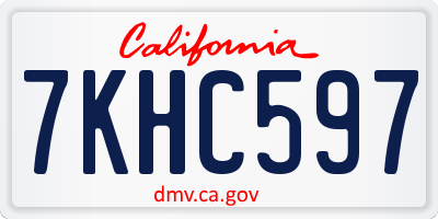 CA license plate 7KHC597