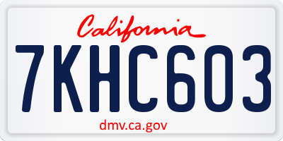 CA license plate 7KHC603