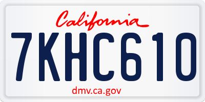 CA license plate 7KHC610