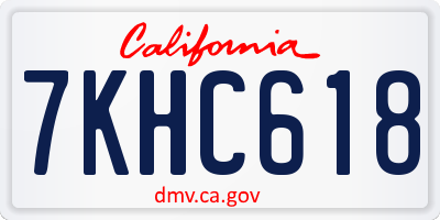 CA license plate 7KHC618