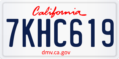 CA license plate 7KHC619