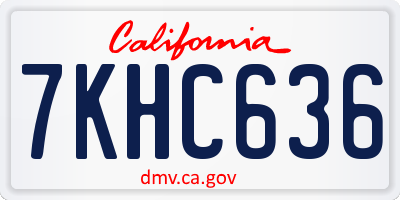 CA license plate 7KHC636