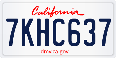CA license plate 7KHC637