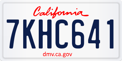 CA license plate 7KHC641