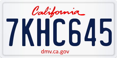 CA license plate 7KHC645