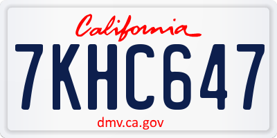 CA license plate 7KHC647