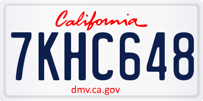 CA license plate 7KHC648