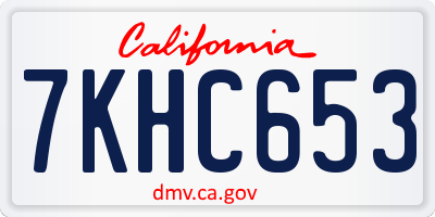 CA license plate 7KHC653