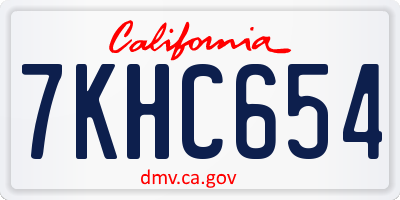 CA license plate 7KHC654