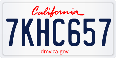CA license plate 7KHC657