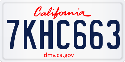 CA license plate 7KHC663