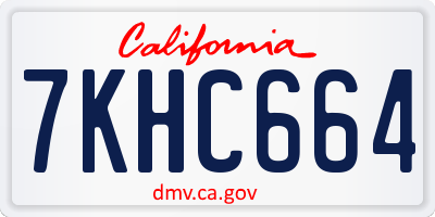 CA license plate 7KHC664
