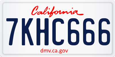 CA license plate 7KHC666
