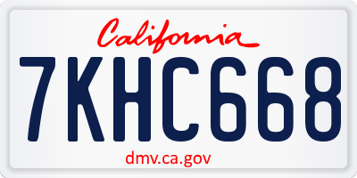 CA license plate 7KHC668