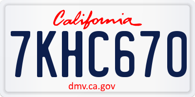 CA license plate 7KHC670