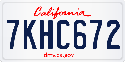 CA license plate 7KHC672