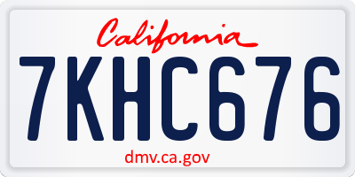 CA license plate 7KHC676