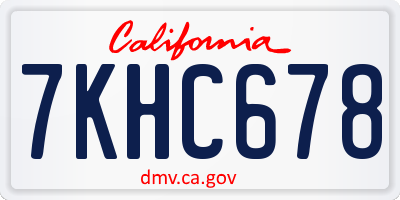 CA license plate 7KHC678
