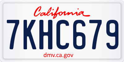 CA license plate 7KHC679