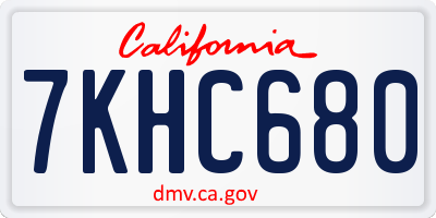 CA license plate 7KHC680