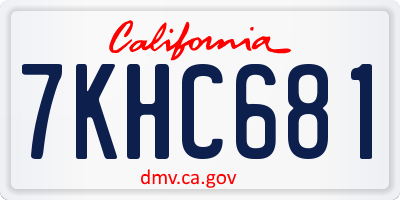 CA license plate 7KHC681
