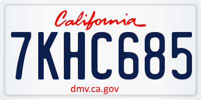CA license plate 7KHC685