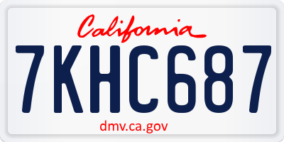 CA license plate 7KHC687