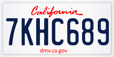 CA license plate 7KHC689