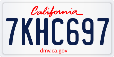 CA license plate 7KHC697