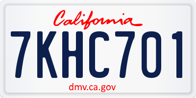 CA license plate 7KHC701