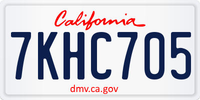 CA license plate 7KHC705