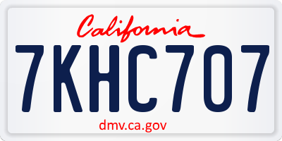 CA license plate 7KHC707