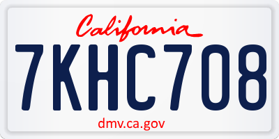 CA license plate 7KHC708
