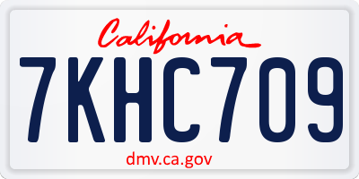 CA license plate 7KHC709
